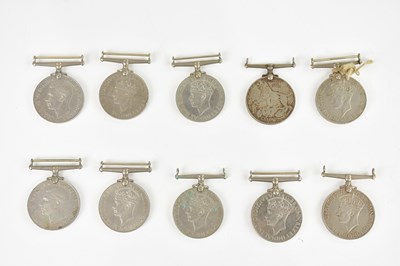 Lot 1253 - Ten WWII medals comprising eight 1939-45 War...