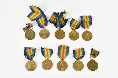 Lot 1254 - Ten WWI Victory Medals comprising medals...