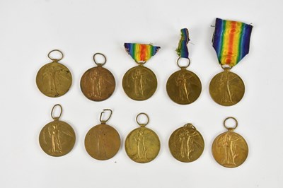 Lot 1288 - Ten WWI Victory Medals comprising medals...