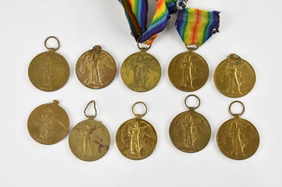 Lot 1245 - Ten WWI Victory Medals comprising medals...