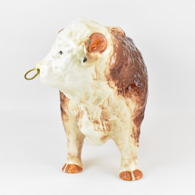 Lot 197 - A large ceramic butcher's display bull with...