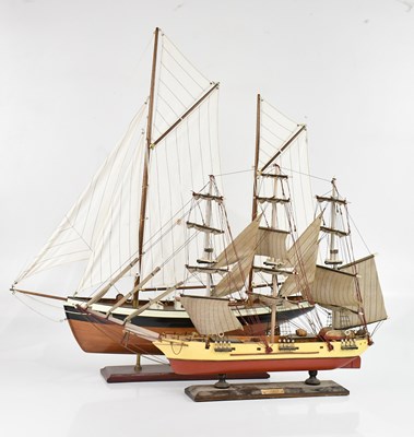 Lot 644 - A model two masted ship and a model of a...