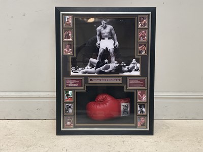 Lot 1411 - MUHAMMAD ALI; an autographed red Everlast...