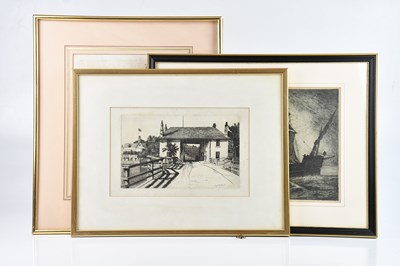 Lot 1110 - W GREAVES; ink drawing, 'Flour Mill &...