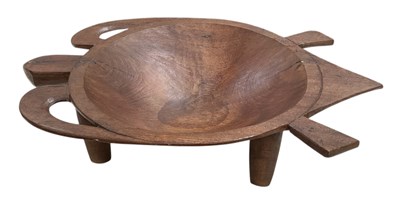 Lot 1025 - A large Fijian carved hardwood bowl, modelled...