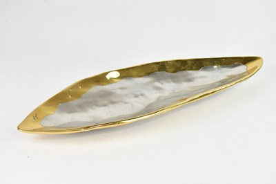Lot 1554 - DAVID MARSHALL; a cast metal oval serving dish,...