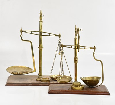 Lot 401 - W & T AVERY, BIRMINGHAM; a pair of brass...
