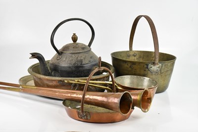 Lot 417A - A collection of metalware including kettle,...