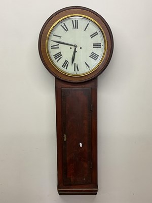 Lot 823 - A mahogany cased wall clock with enamel dial,...