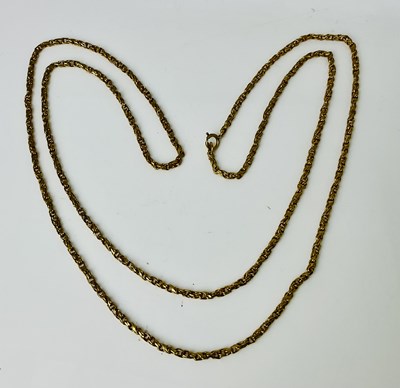Lot 595 - A 9ct yellow gold fancy link chain, length...