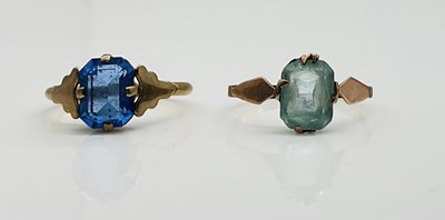 Lot 638 - Two 9ct yellow gold dress rings, combined...
