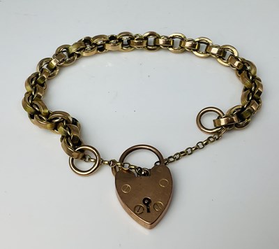 Lot 680 - A 9ct yellow gold bracelet with heart shaped...