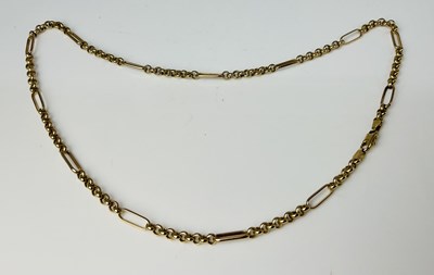 Lot 694 - A 9ct yellow gold fancy link chain, length...