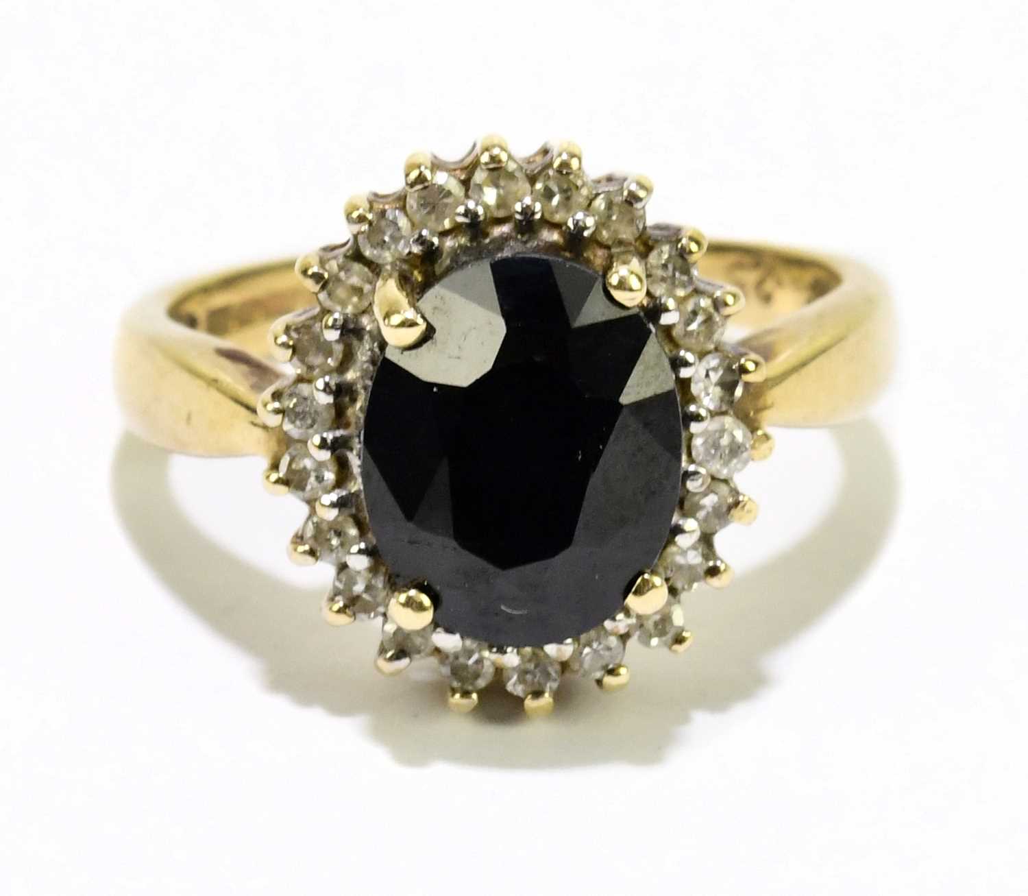 9ct Yellow Gold 0.12ct Diamond Sapphire Ring main image 1