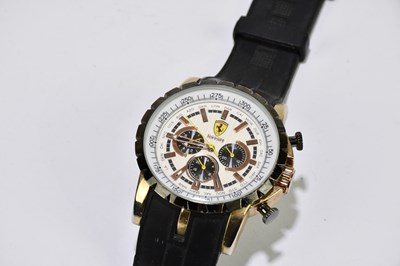 Lot 1741 - FERRARI; a gentleman's wristwatch on rubber...