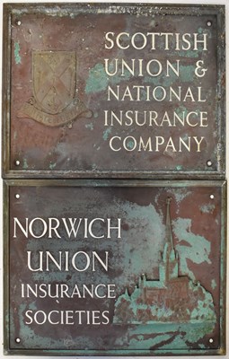 Lot 274 - A pair of brass wall plaques, one inscribed...