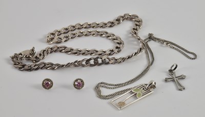 Lot 1335 - A 925 silver flat Cuban link necklace, length...