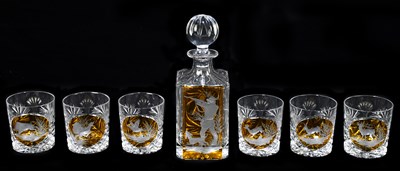 Lot 461 - HUNTING INTEREST; a quality cut glass decanter...