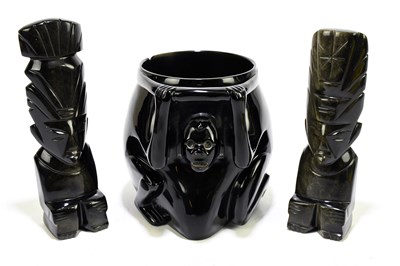 Lot 481 - A large Mexican Aztec inspired obsidian...