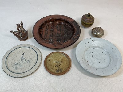 Lot 395 - A small group of studio pottery including a...