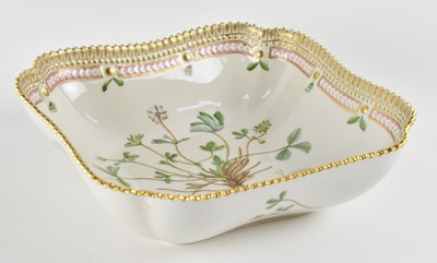 Lot 519 - ROYAL COPENHAGEN; a square botanical porcelain...
