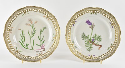 Lot 520 - ROYAL COPENHAGEN; two botanical porcelain...