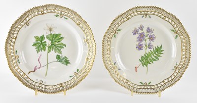 Lot 522 - ROYAL COPENHAGEN; two botanical porcelain...