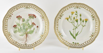 Lot 521 - ROYAL COPENHAGEN; two botanical porcelain...