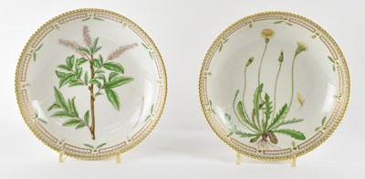 Lot 508 - ROYAL COPENHAGEN; two botanical porcelain...