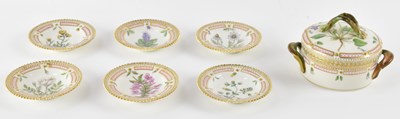 Lot 524 - ROYAL COPENHAGEN; a set of six botanical...