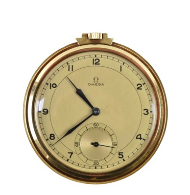 Lot 1389 - OMEGA; a yellow metal 1930s Art Deco slimline...