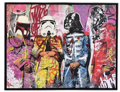 Lot 99 - BNS; an original mixed media on canvas, 'Stop...