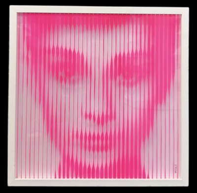 Lot 153 - VEEBEE; acrylic on glass, 'Audrey Hepburn Pink'...