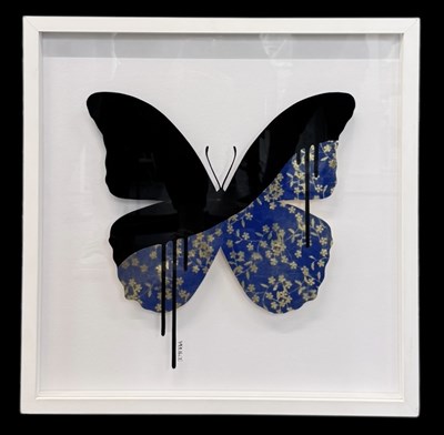 Lot 154 - VEEBEE; acrylic on glass, 'Butterfly - Black...