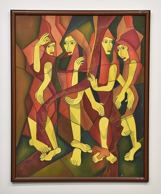 Lot 151 - NICK HOLDSWORTH; mixed media on board, 'Clint...