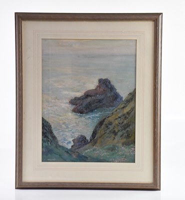 Lot 608 - C MARKS; pastel, cliffs and ocean, signed, 43...