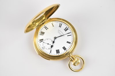 Lot 396 - A yellow metal crown wind half hunter pocket...