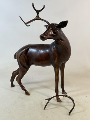 Lot 323 - A very large bronzed figure of a stag, height...