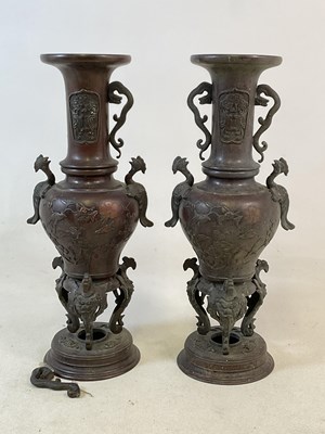 Lot 62 - A large pair of Japanese Meiji period bronze...