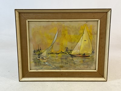 Lot 547 - UNATTRIBUTED; ink and watercolour, yachts,...