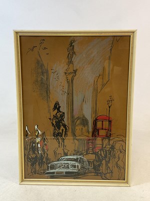 Lot 532 - ALBIN TROWSKI; mixed media, London street...