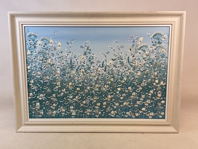 Lot 522 - MARY SHAW; a large oil on board, 'Blue Meadow...