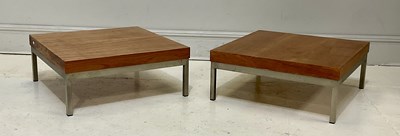 Lot 24 - A pair of teak and chrome mid century coffee...