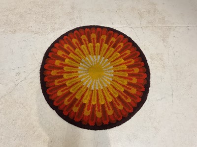 Lot 398 - A mid century circular flower rug, diameter...