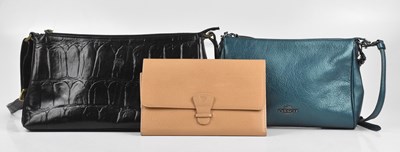 Lot 379 - COACH; a teal pebbled leather hand and...