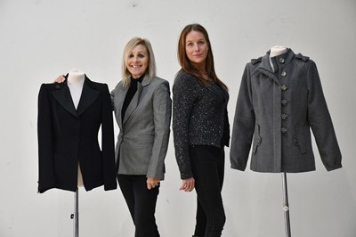 Lot 369 - JOSEPH; a grey 100% cotton mix tweed lined...