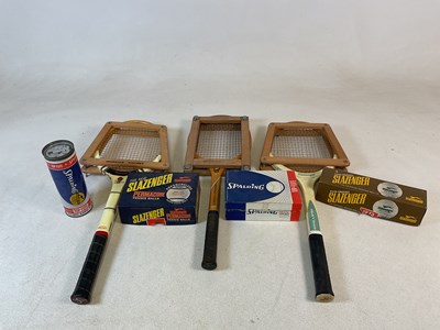 Lot 228 - SLAZENGER; tennis rackets and boxed balls,...