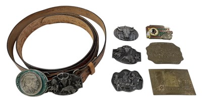 Lot 338 - A collection of eight assorted vintage belt...