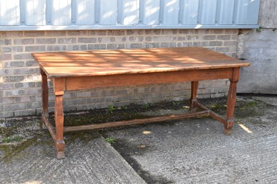 Lot 13 - A rustic oak dining table, height 77cm, width...