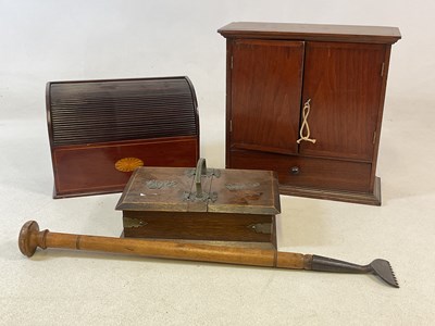 Lot 180 - An Edwardian mahogany and inlaid tambour top...